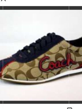 Coach Devin Brown Signature Canvas Sneakers with Navy & Red Trim